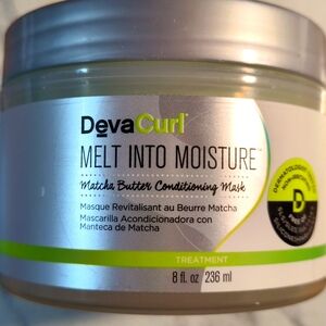 Devacurl brand Melt Into Moisture 8 oz. of matcha butter conditioning mask.